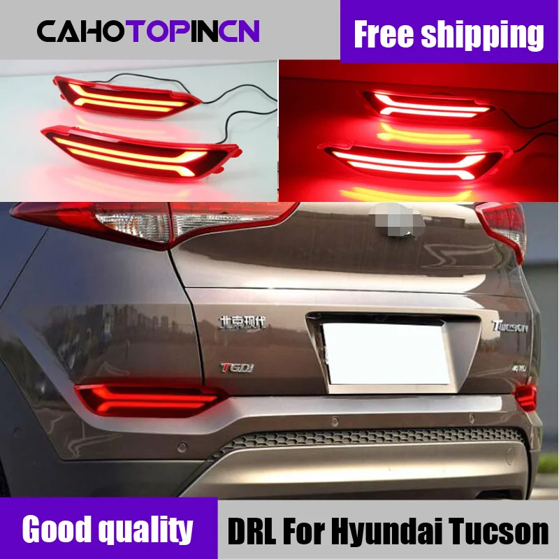 1 пара для hyundai tucson автомобильный Светодиодный отражатель задняя противотуманная лампа задняя бампер свет аксессуары для тормозов свет