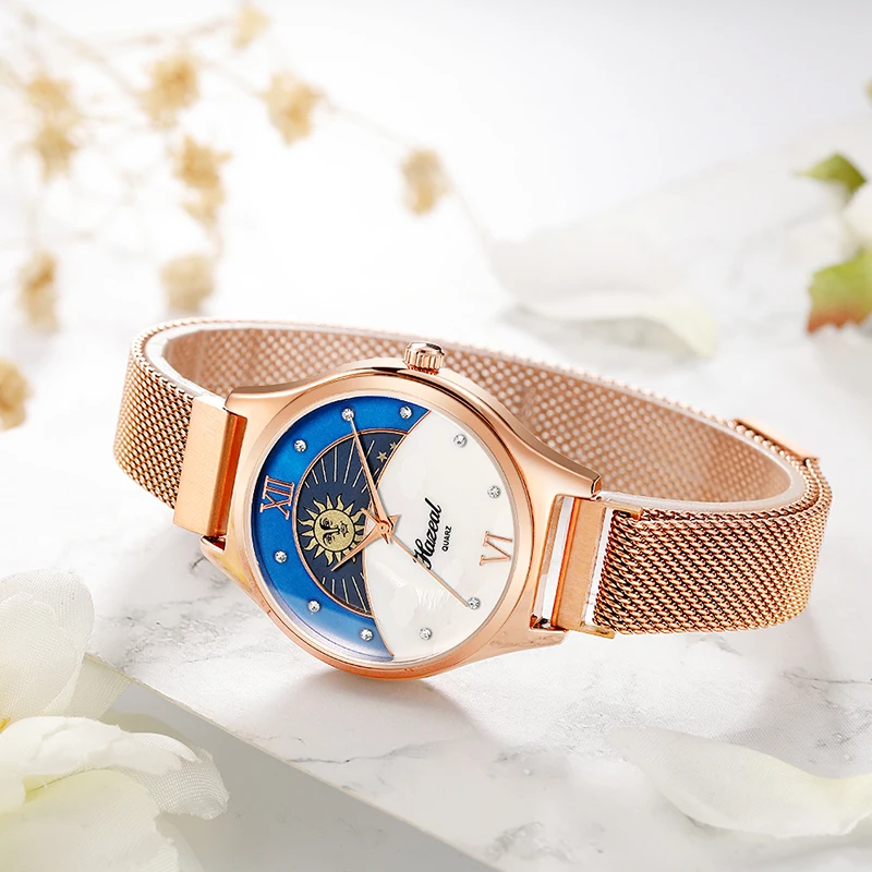 HAZEAL women watches luxury quartz wrist watch steel band chic ladies wristwatch relogio dress reloj mujer | Наручные часы