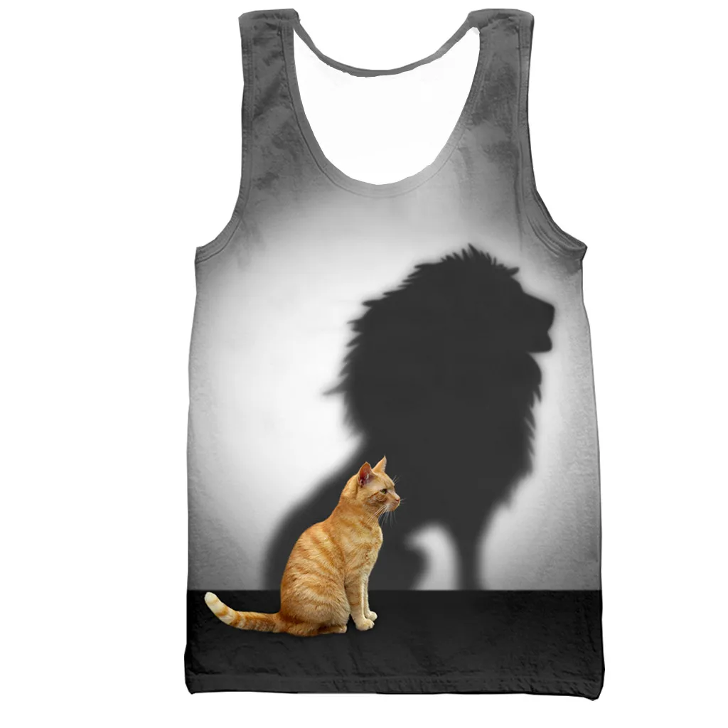 Жилет мужской/женский с 3D-принтом льва и кошки модная повседневная Уличная