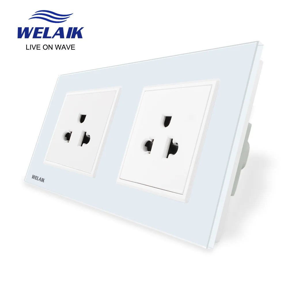 Стандартная розетка со стеклянной панелью WELAIK США 110 ~ 250 В переменного тока 151*80 мм