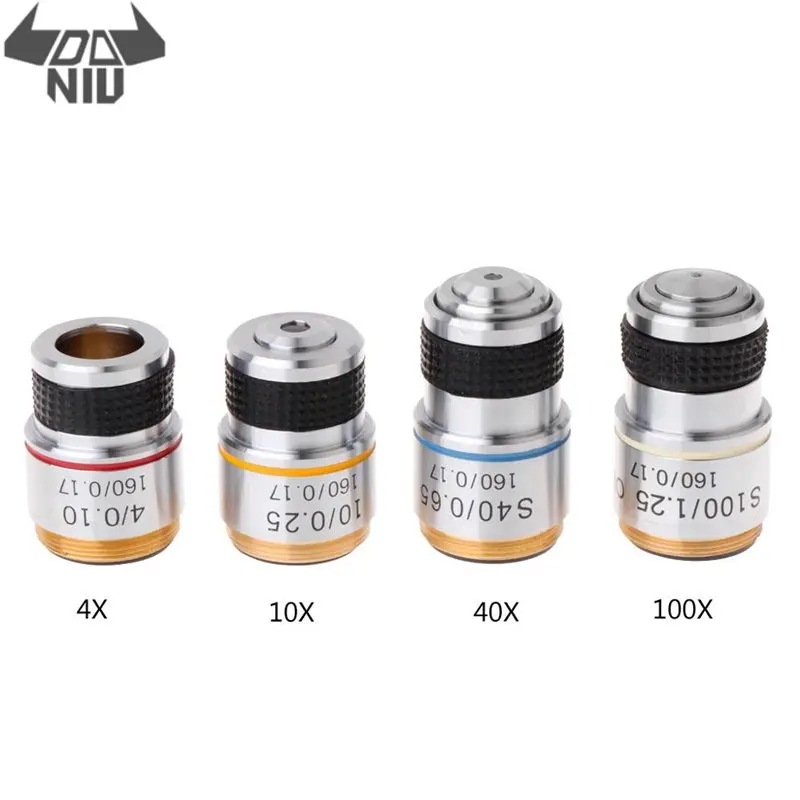 

DANIU 185 мм 4X металлическая ахроматическая объективная линза для биологического микроскопа вспомогательная линза для биологического микроск...