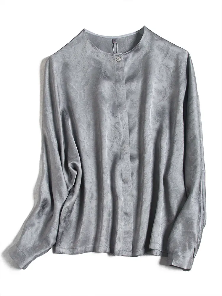 

SHUCHAN Fashion Womens Tops Button Up Shirt Elegant Fashion Solid Regular Summer 2021 Long Sleeve Blouse O-Neck