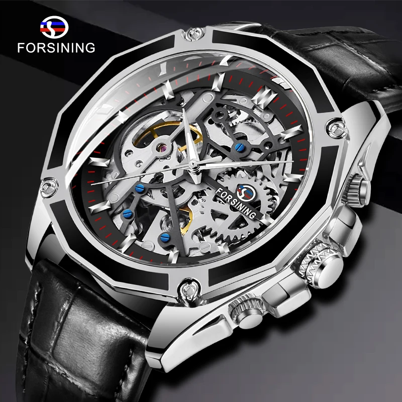 Часы наручные FORSINING Мужские механические брендовые Роскошные модные деловые с