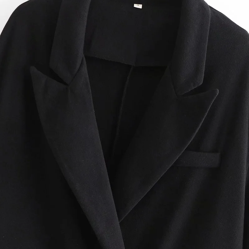 

Za Winter Fashion 2020 Women Black Wool Blends Loose Double Breasted Coat Vintage Long Sleeve Female Outerwear Chic Tops
