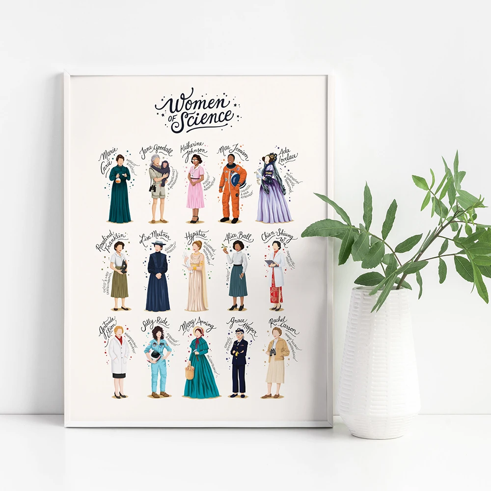 Современные картины на холсте с изображением девушки ученой настенные в