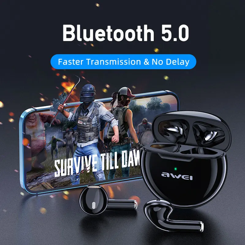 Беспроводная игровая гарнитура AWEI T17 TWS Игровые мини-наушники-вкладыши с зарядкой