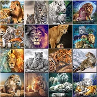 color animals family diamond painting 5d diy full square 3d embroidery tiger lion pictures with rhinestones kit home decoration