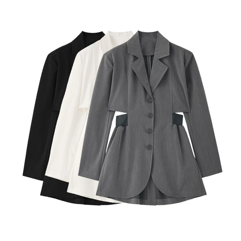 

Suit Skirt Jacket Female Spring And Autumn Waist Hollow Small Suit Niche Tops Coat Suit Summer Mid-length Waist Waist Suit Skirt