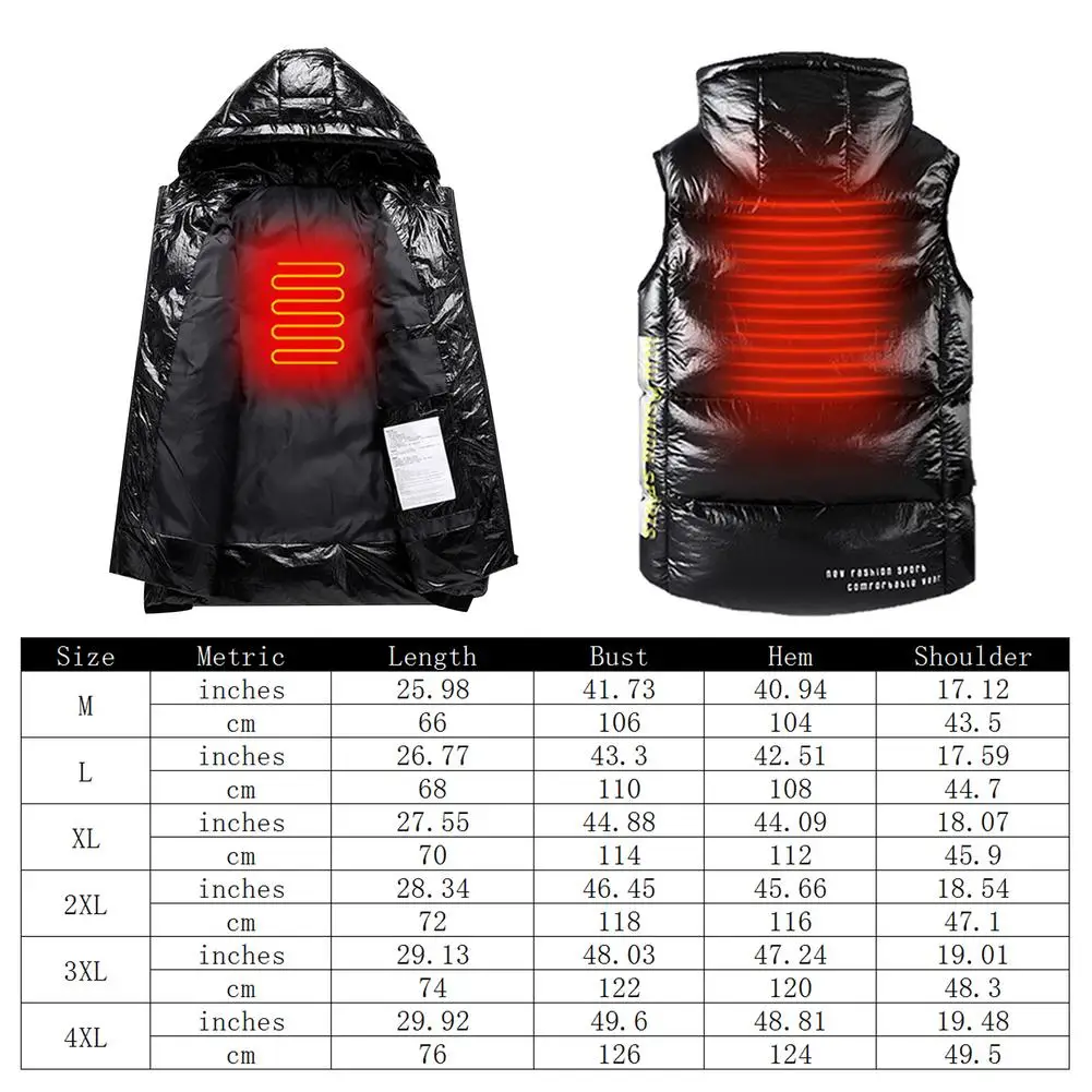 

Winter Electric Heated Vest For Men Women USB Smart Heating Adjustable Temperature Warm Electric Waistcoat For Skiing Motorcycle