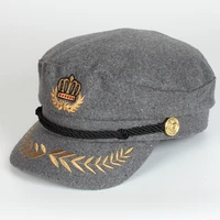 wholesale fashion unisex officer military army capatin captain flat top beret hat baseball caps for women and lady