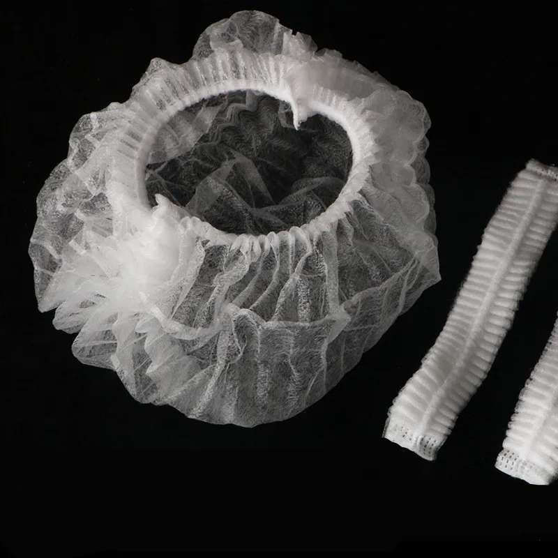 

100PCS disposable non-woven fabric shower cap dust-proof strip cap restaurant kitchen dust-free workshop hood beauty salon hood