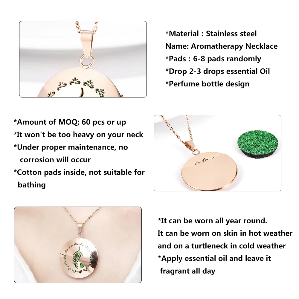 Животное ароматерапия диффузор Neckalce эссенция масло медальон со светорассеивателем кулон Аромат из нержавеющей стали розовое Золотое ювелирное ожерелье