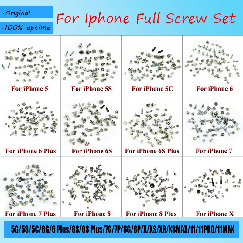 Полный набор винтов для замены болтов ремонта iPhone 7G 7Plus 8G 8 Plus X XS XR полный комплект