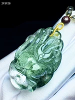 natural green phantom quartz 9 tails fox pendant brazil 47 32 17mm phantom clear bead women man necklace jewelry genuine aaaaa
