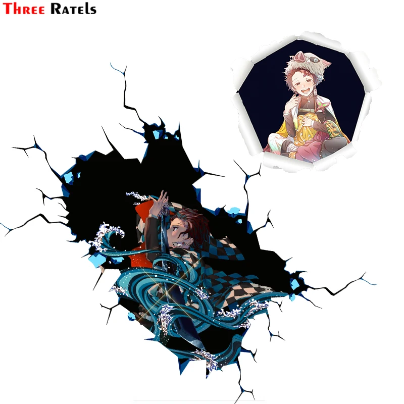 

Three Ratels 3D Anime Kimetsu No Yaiba Tanjiro Kamado decals for car style sticker auto stickers