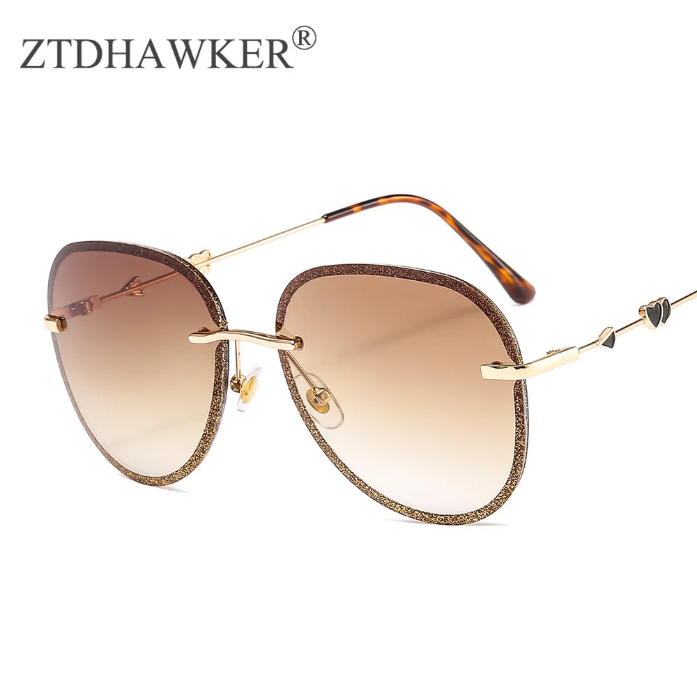 Цветные Кристальные Обрезанные бескаркасные очки с большой оправой зеркальные