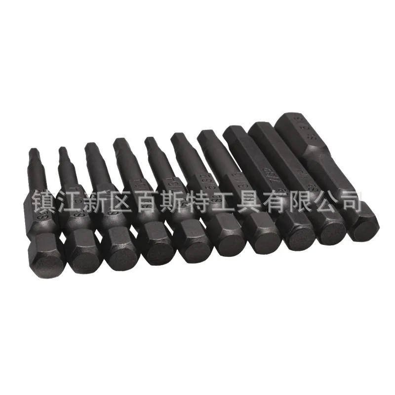 Набор из 10 черных дюймовых шестиугольных бит S2 стальной пояс Магнитная