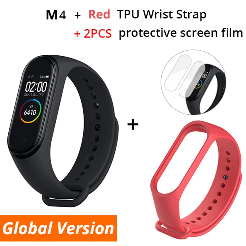 Black add red RGLM M4 Smartband фитнес-трекер умный Браслет кровяное давление монитор сердечного ритма водонепроницаемый fpr смарт-браслет M4 браслет - Цвет: Black add red