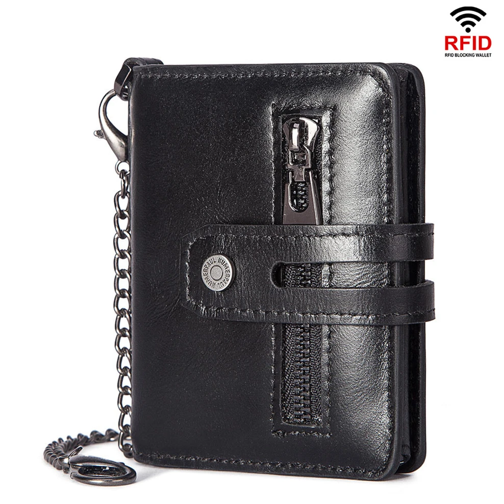 

Мужской кошелек из натуральной кожи с RFID-блокировкой, Короткий Металлический футляр для карт, кредитница, удобные кошельки для карт и мелочей