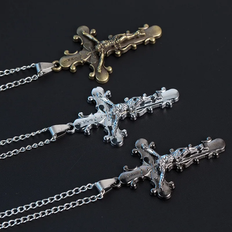 

2021 Cross Crucifix Clear Pendant Necklace For Men Prayer Jesus Link Chain Statement Necklace Chokers Jewelery Gift Wholesale