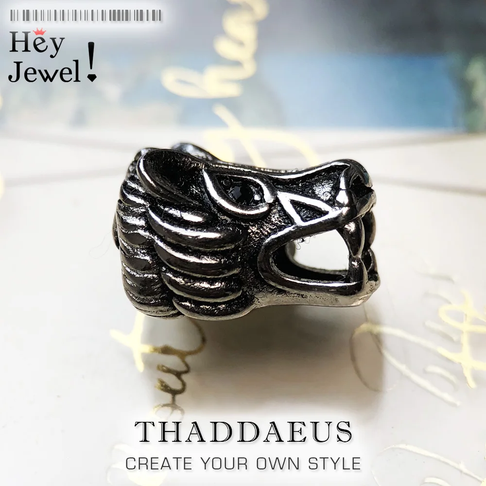 Бусины с головой дракона серебряные циркониевые бусины подходят для браслета