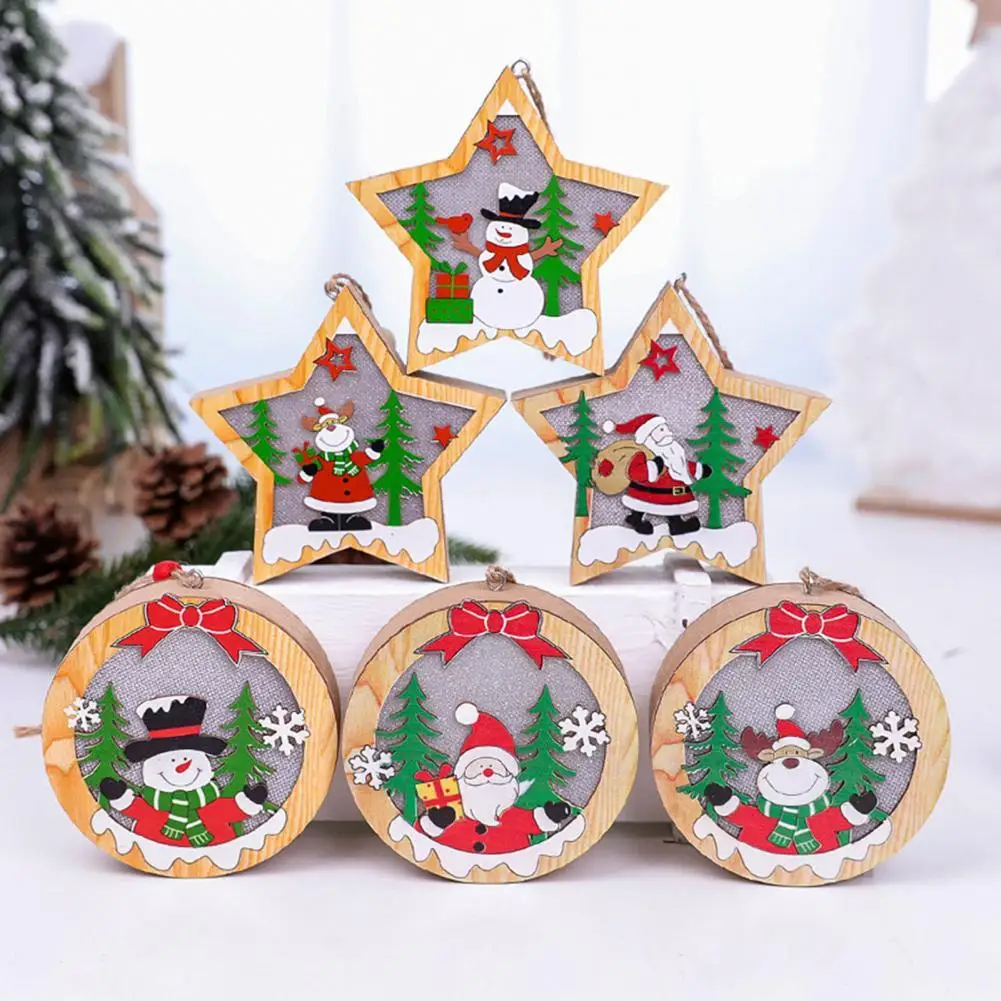 

LED Elk Pattern Christmas Pendant Wood Xmas Party Festival Ornaments Home Decoration Accessories Christmas Children's Gifts