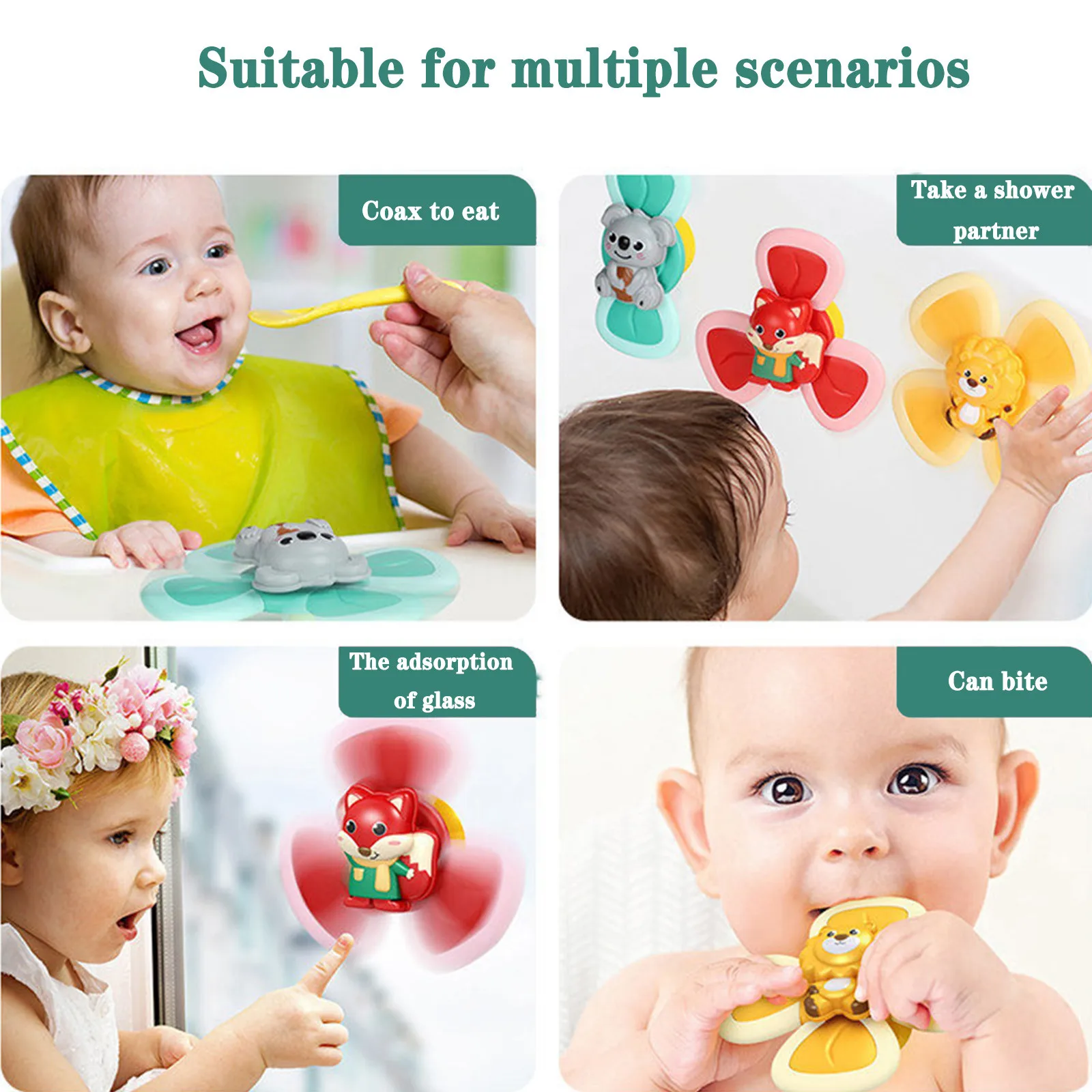 

Children's Bath Toys Classic Toy Suction Cup Rotating Silicone Baby Infant Dining Chair Gyro Toy Baby teething toy