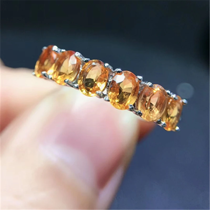 Классическое желтое кристаллическое кольцо 3 мм * 4 из серебра 925 пробы с