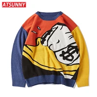 atsunny korean fashion knitted sweater streetwear hip hop cartoon gothic sweaters autumn and winter anime knit clothes pullover