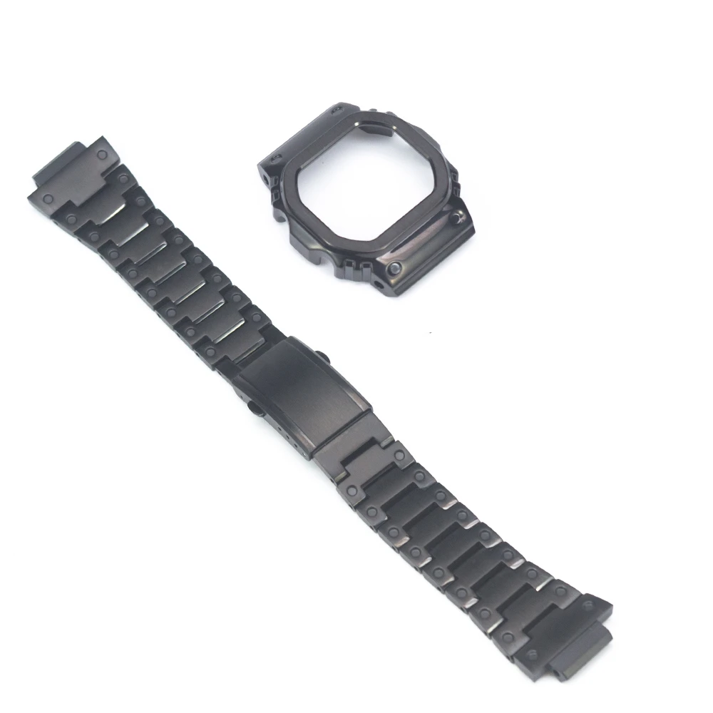 DW5600/5610 прохладный черный обновленный набор часов модификация ремешок для часов ободок/чехол ремешок из нержавеющей стали