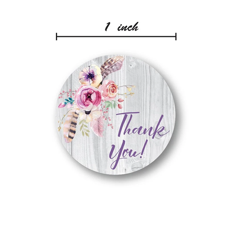 

500 Pcs/roll Round Paper Label Sticker Thank You Hand Made Floral stickers Heart Stickers for Scrapbook Stationery Sticker