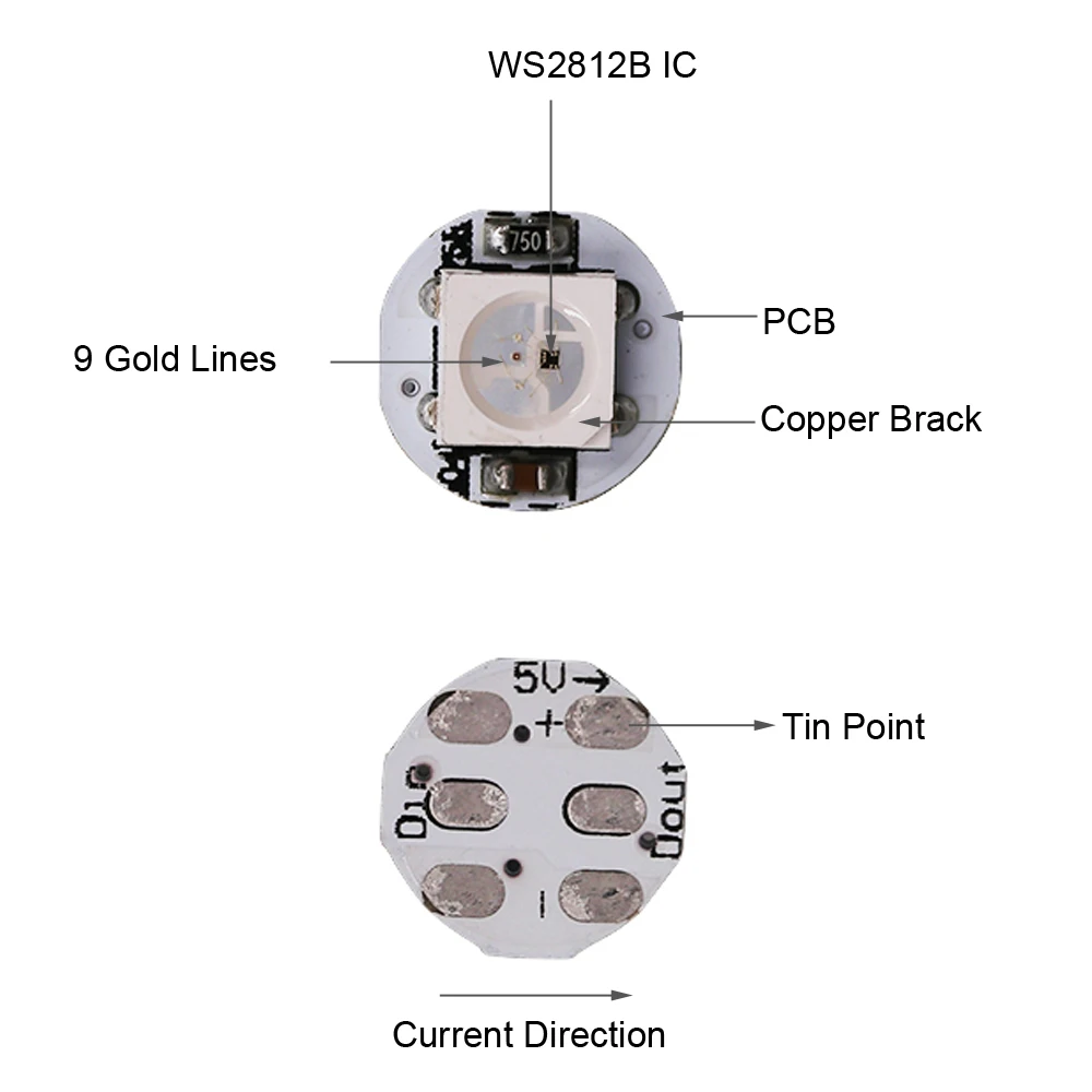 WS2812B SK6812 RGBW RGB теплый RGBNW WWA PCB светодиодный чип Pixel 5 в 10 мм SMD 5050 для полосы