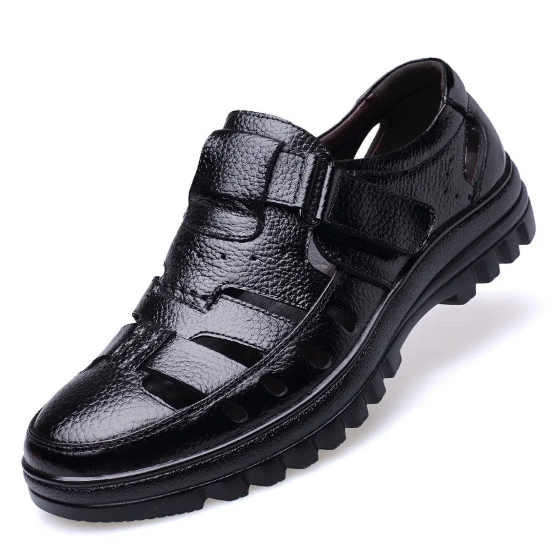 

Summer Men Sandals Genuine Leather Men Casual Shoes Outdoor Men Leather Sandals for Men Beach Shoes Roman Shoes Plus Size 38-44