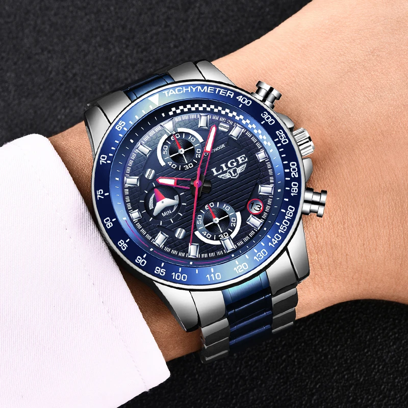 Часы LIGE мужские классические кварцевые водонепроницаемые | Наручные часы