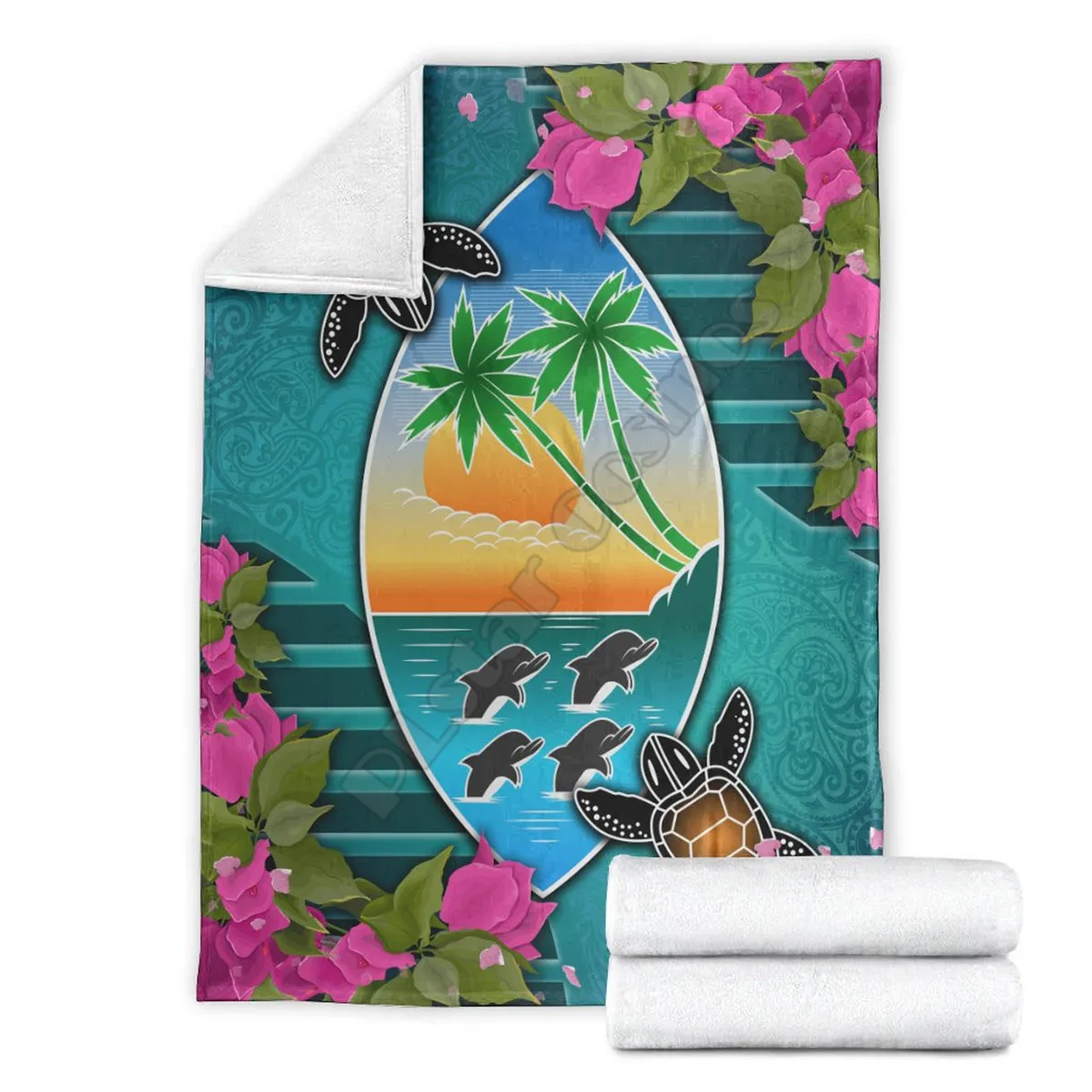 

Guam Polynesian Premium Blanket Couple of Turtles 3D printed Wearable Blanket Adults/kids Fleece Blanket Sherpa Blanket