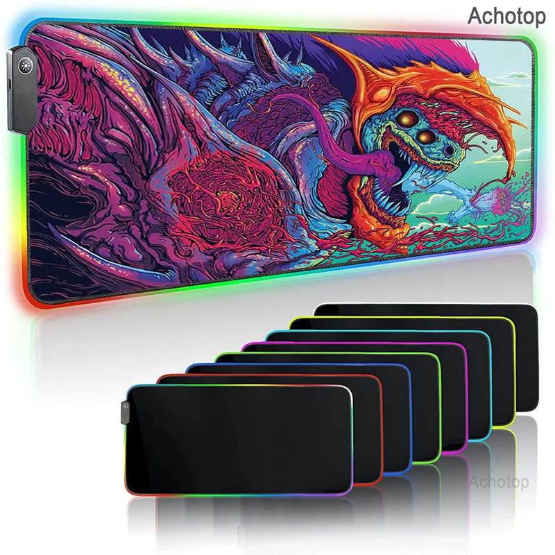 

Пользовательский игровой коврик для мыши CSGO Hyperbeast, большой игровой коврик для мыши, RGB подсветка, Настольный коврик для ПК