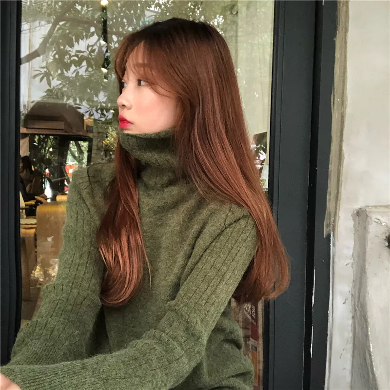 

2020 new Fashion Knitted turtleneck sweater red sweater women tops Loose Slim fit Long sleeve Korean warm friends gift Hot sale