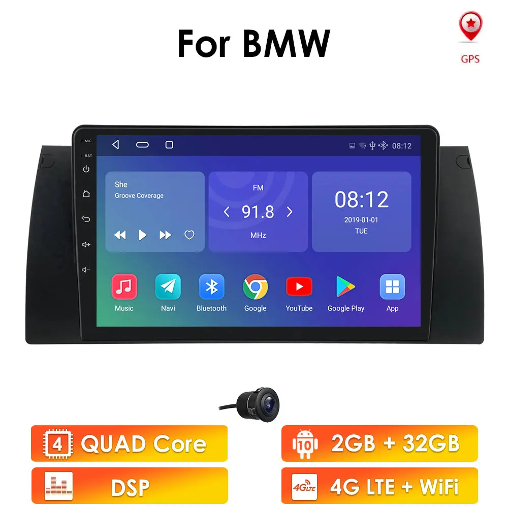 Автомагнитола 2 Din Android 10 для BMW 5 E39 E53 E38 X5 1995 2001 2002 2003 2004 2005 2006 навигация GPS