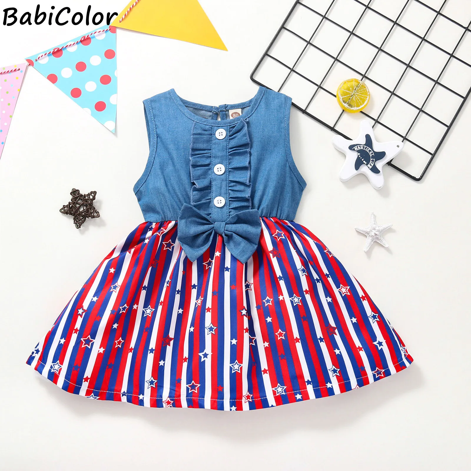 

BabiColor/платья для девочек; Вечерние платья; Платье для маленьких девочек без рукавов; Летнее платье принцессы с бантом для девочек; Платье для...