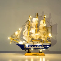 sailing ship model decoration smooth sailing ship model living room small wooden boat entrance wine cabinet bookcase decoration