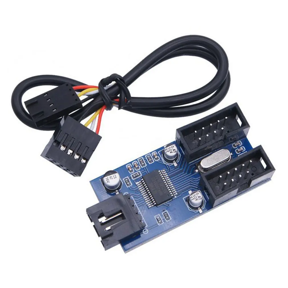 

USB 9-контактный разъем для материнской платы, 1 шт., разделитель интерфейса, 1 на 2 разъема, разветвитель кабеля, 9-контактный телефон, разъемы «...