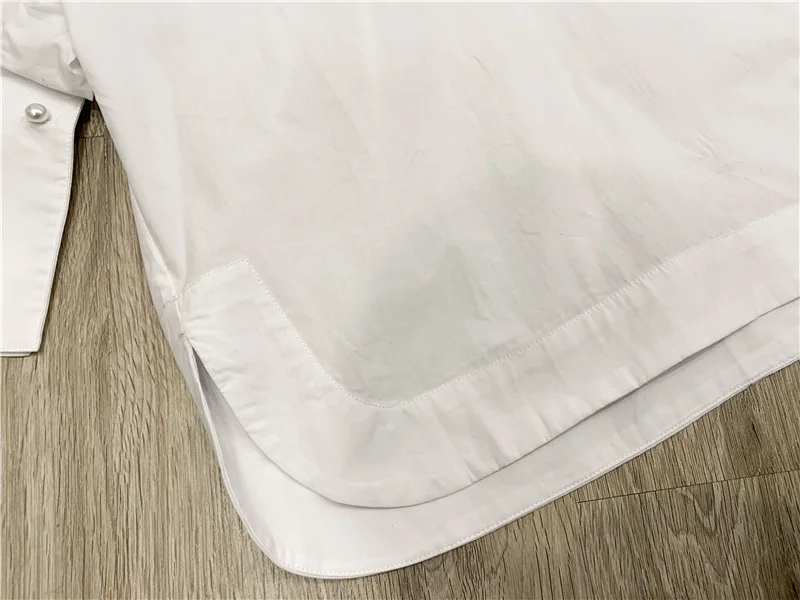 

100% Cotton White Color Women Blouse Stand Collar Loose Wild 2020 Spring Summer Lady Shirt and Top