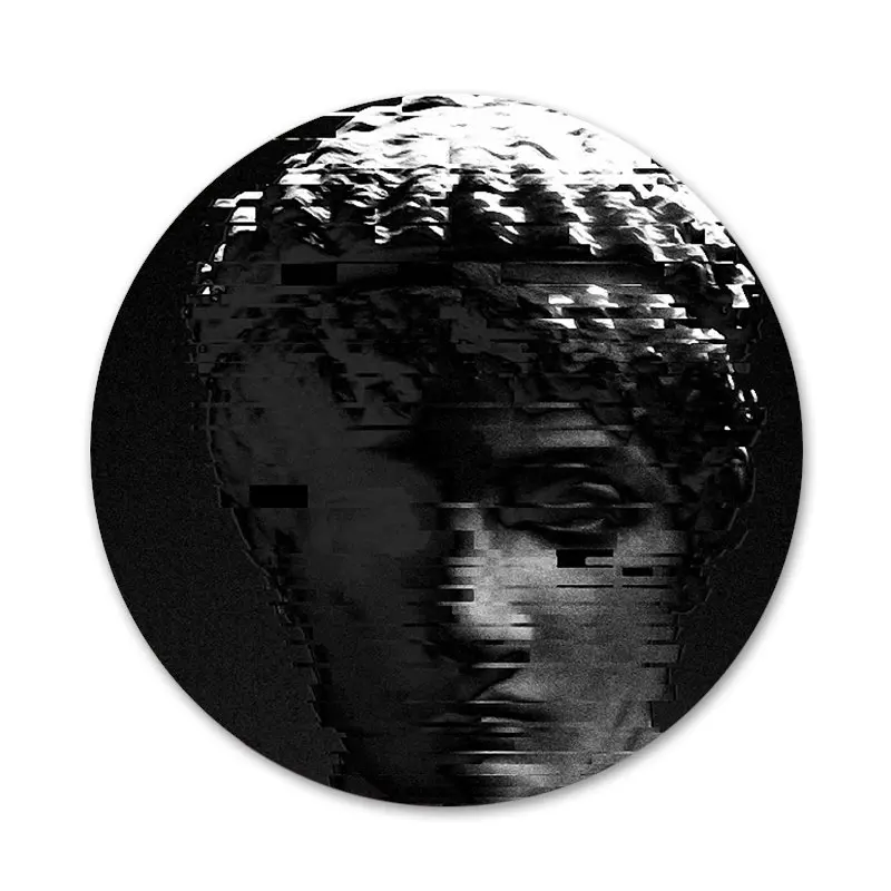 

58mm Abstract Greek Mythology Stone Sculpture Icons Pins Badge Decoration Brooches Metal Badges For Backpack Decoration