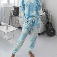two piece outfit for women o neck casual long sleeve suit tie dye sport outfits for women pants and top spring clothes for women