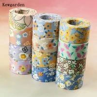 kewgarden printed floral cloth fabric ribbon 1 25mm 38 10mm diy bow tie sewing hair accessories handmade tape 10 meters