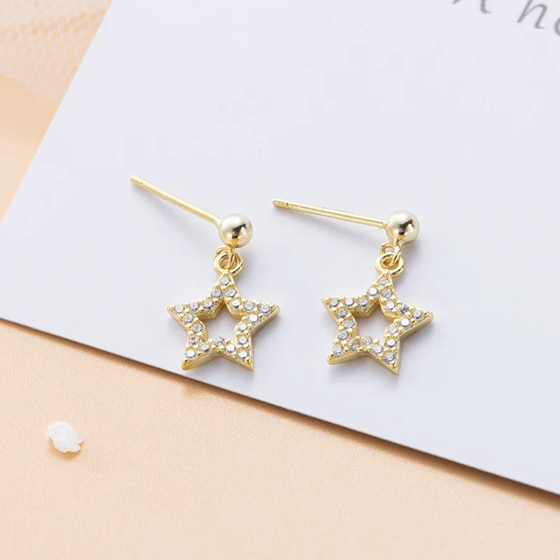 

Готические серьги-гвоздики золотого цвета с кристаллами и звездами для женщин и девочек, свадебный подарок, женские милые серьги, 2020