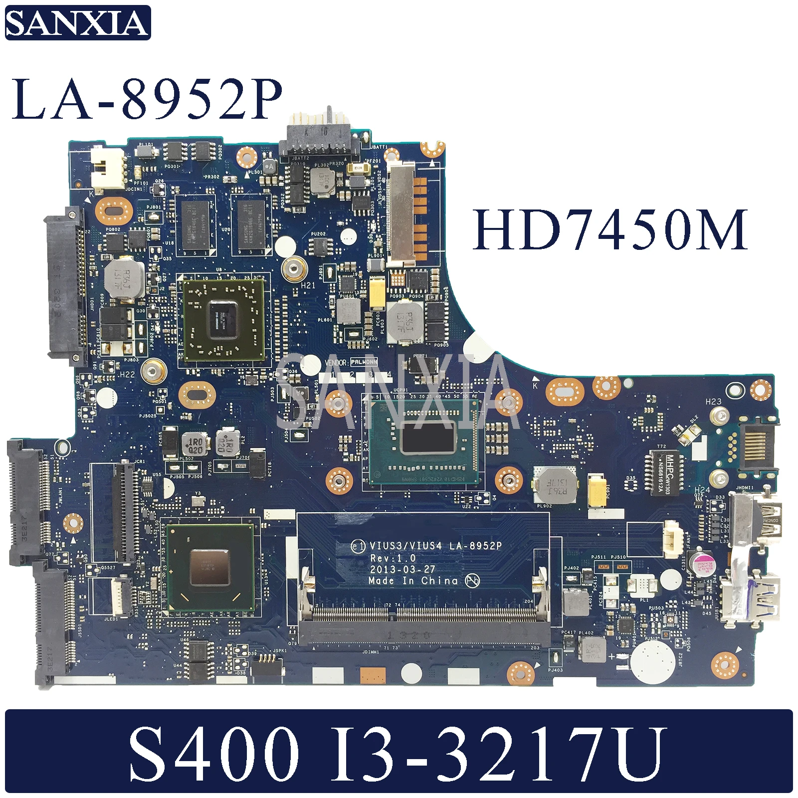 KEFU LA-8952P Laptop motherboard for Lenovo S400 original mainboard I3-3217U HD7450M
