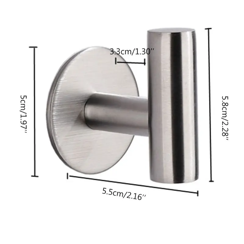 

2Pcs Wall Mount Stainless Steel Self-adhesive Bath Towel Hook Single Coat Robe Hat Hanger Bathrobe Holder