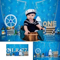 nautical adventure photography backdrop sailing ship rudder navigation sailor baby 1st birthday portrait blue photo background