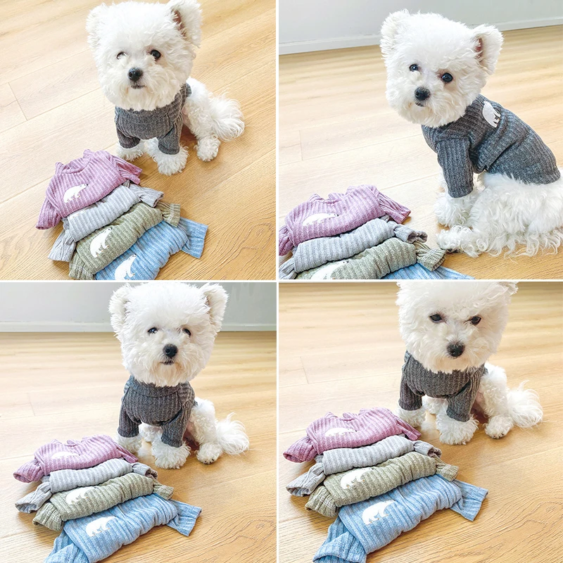

Dog Casual Bottoming Shirt Pet Supplies Cute Bear Print Multicolor Optional Home Commuting Warm Two-legged Pullover Jacket